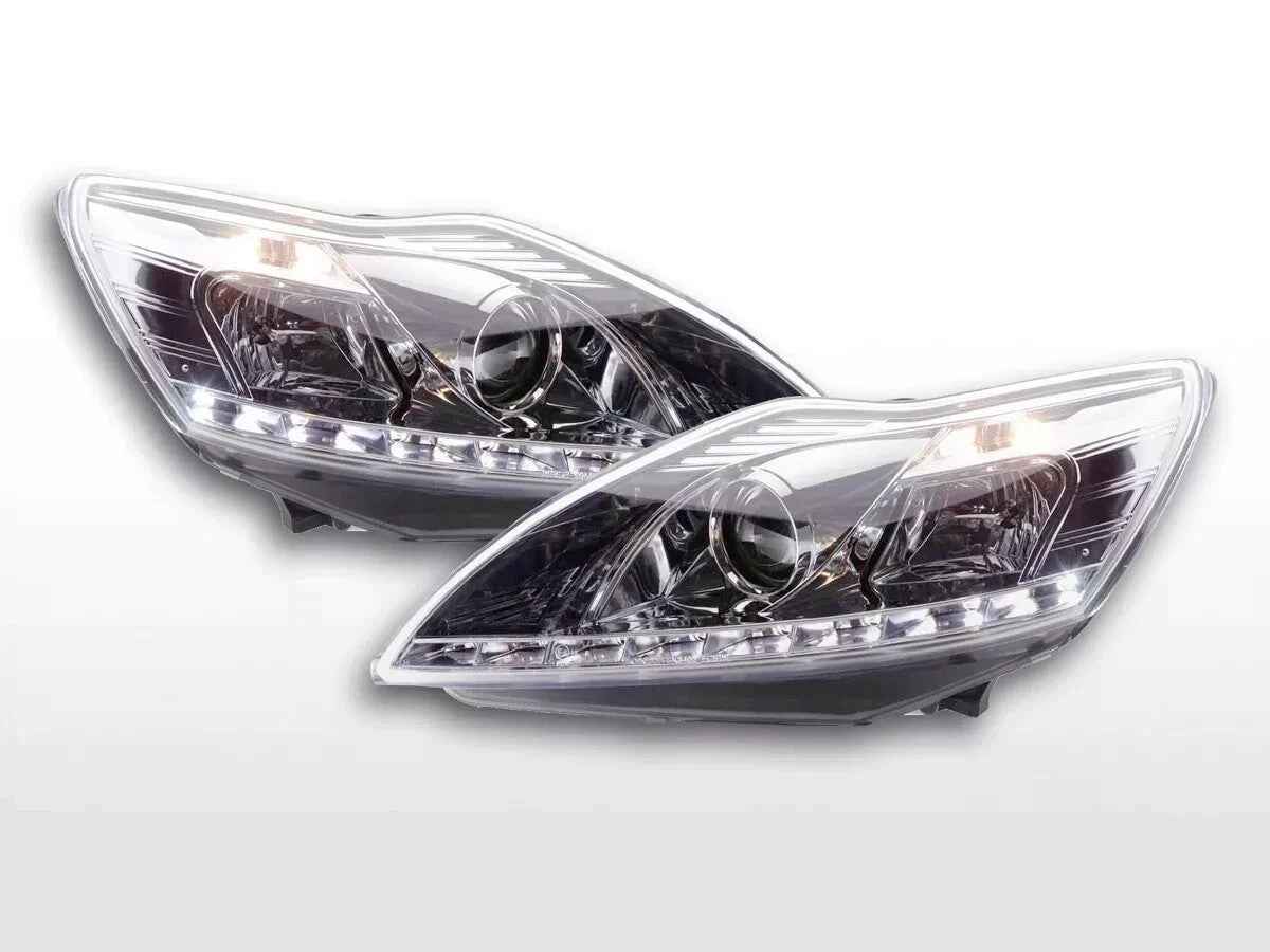 UK FKA Pair LED DRL Halo Lightbar Headlights Ford Focus C307 2 MK2 08-10 LHD