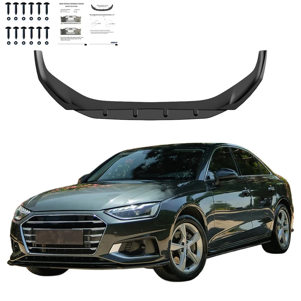 OW Front Bumper Lip Splitter VW AUDI A4 B9 Facelift 2019-2024 Gloss Black