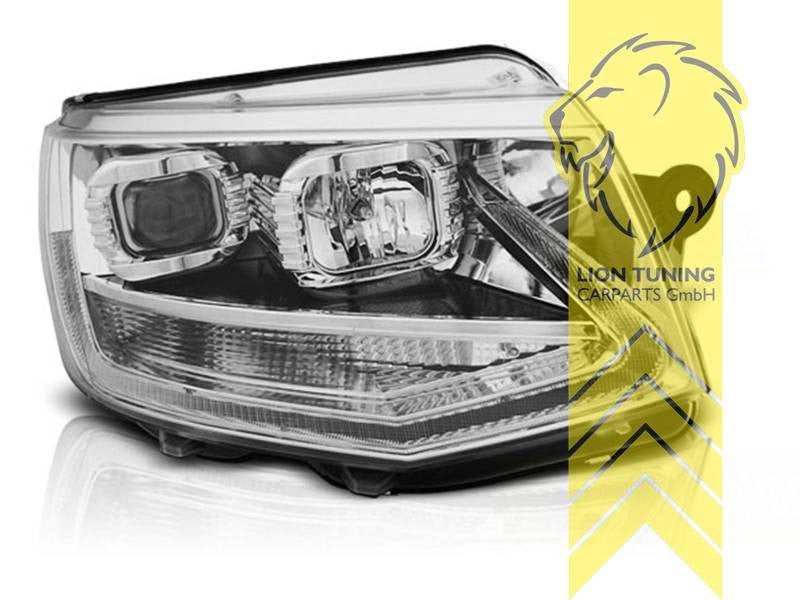LT Pair LED DRL Halo Headlights VW T6 15-19 Bus Transporter Multivan chrome LHD