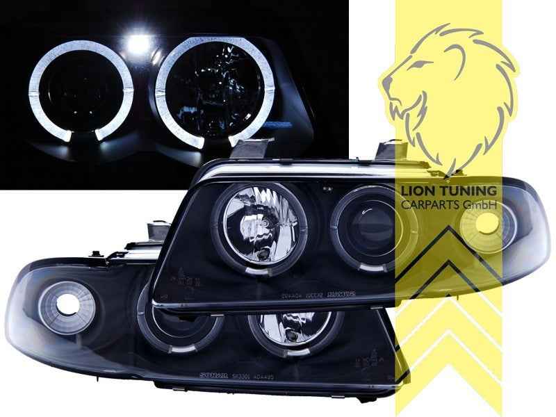 LTG LED DRL Halo Headlights Audi A4 B5 8D 94-98 Sedan Avant Black LHD