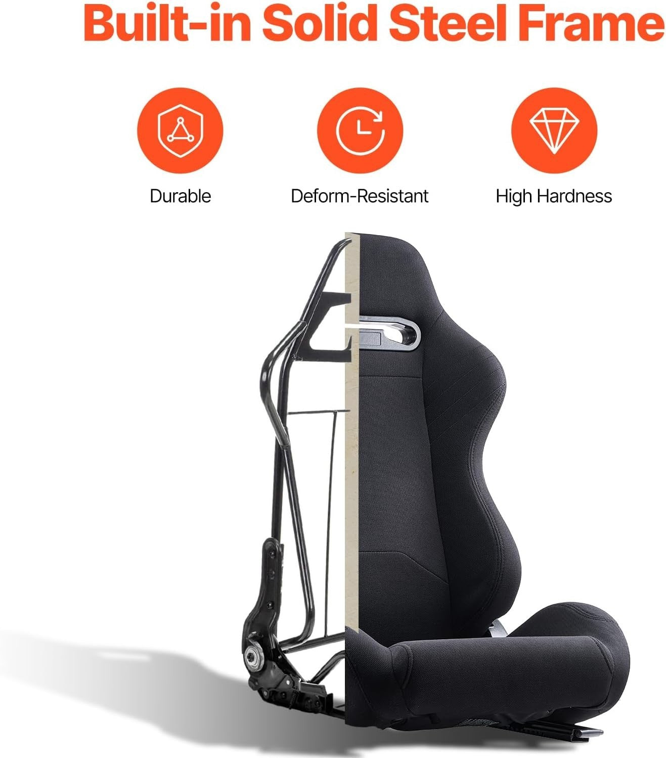 VVR Pair Universal Car Van Camper Bucket Seats black textile slides