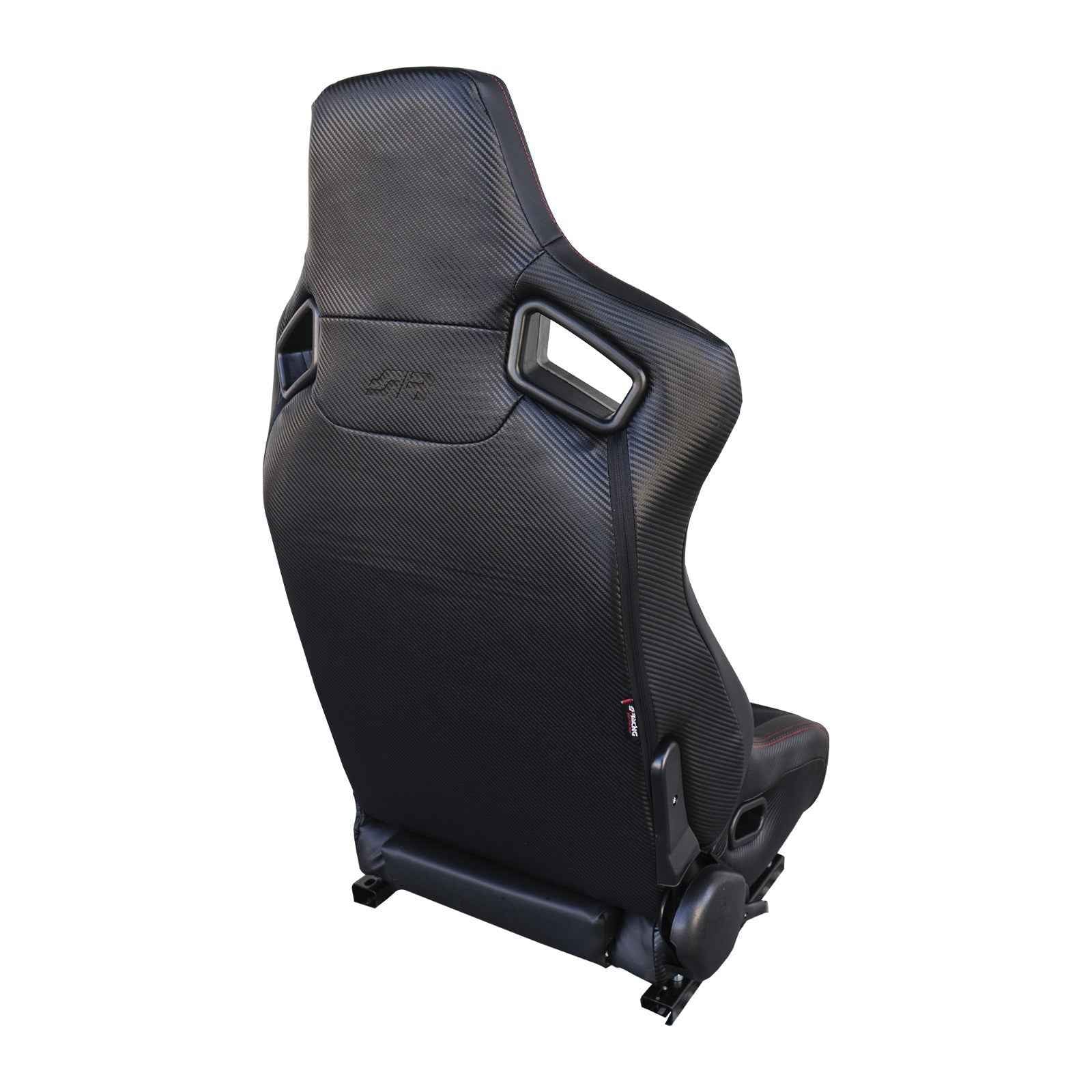 Simoni Universal Pair Luxe x2 Red Stitch Carbon Black Car Bucket Seats + slides