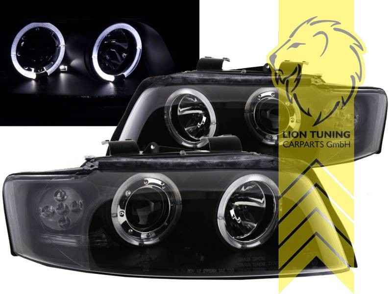 LTG Aftermarket LED DRL Headlights Audi A4 B6 8E 00-04 Sedan Avant Black LHD