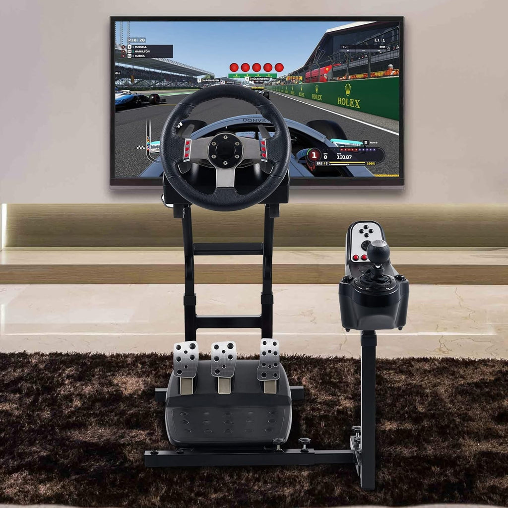 Driving Sim Racing Wheel Stand Frame for Steering Wheel & Pedals + Gear Shifter