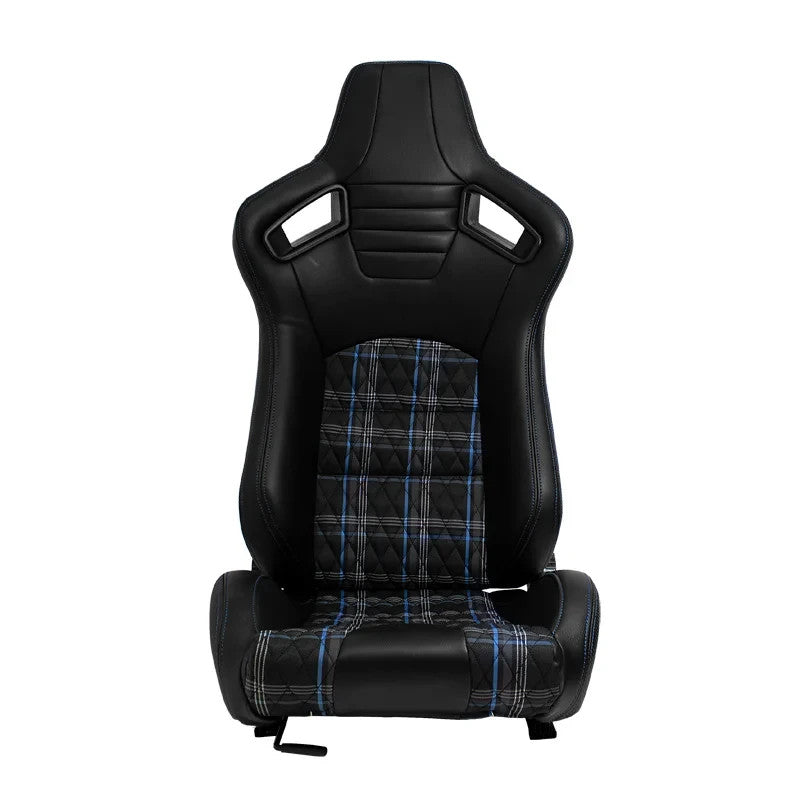 ATST x1 GT Universal Bucket Seats Check Plaid Checkered Tartan Blue + slides
