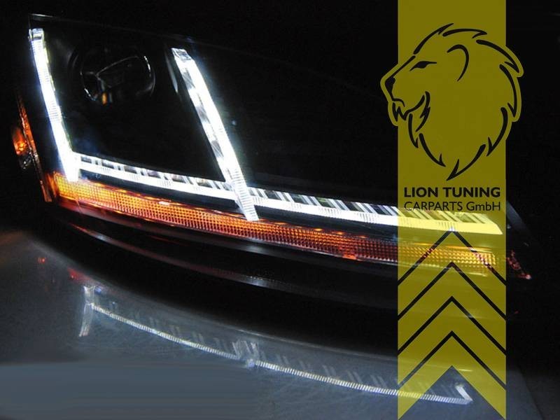 LT Pair LED Halo DRL Lightbar Headlights Audi TT 8J Coupe Cabrio black XENON LHD