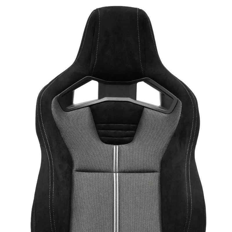 ATS x1 Universal Recline Bucket Seat ‎Black Suede + Grey Mesh Fabric + runners