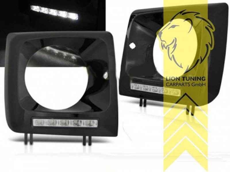 LTG Pair LED DRL Headlights Surrounds Mercedes W461 W463 89-12 glossy black
