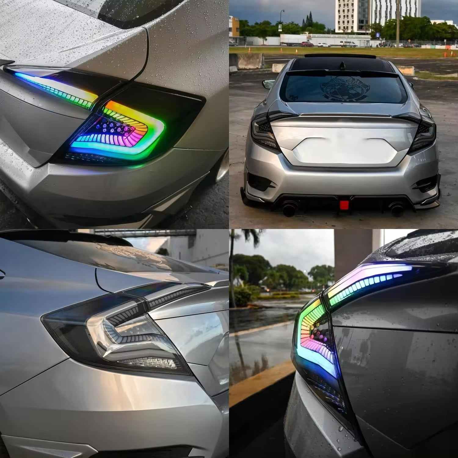AC Pair RGB Seq Anim LED DRL Rear lights Tail Honda Civic 10 Sedan R 16-20