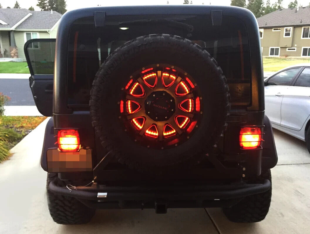 LED Rear Red F1 Strobe Flash Spare Wheel Tire Tyre Disc Brake Jeep Wrangler 86+