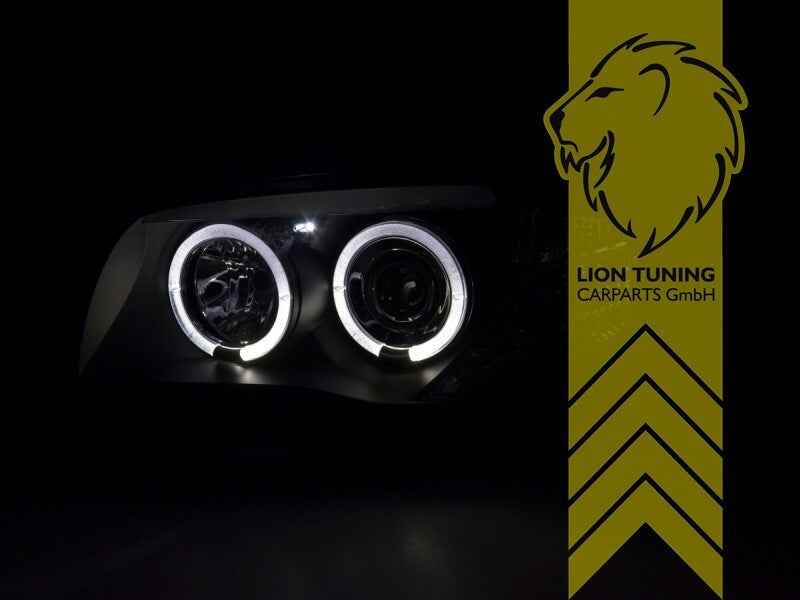 LT Pair LED DRL Halo Ring Eye Headlights BMW 1-Series E81 E87 03-12 Black LHD