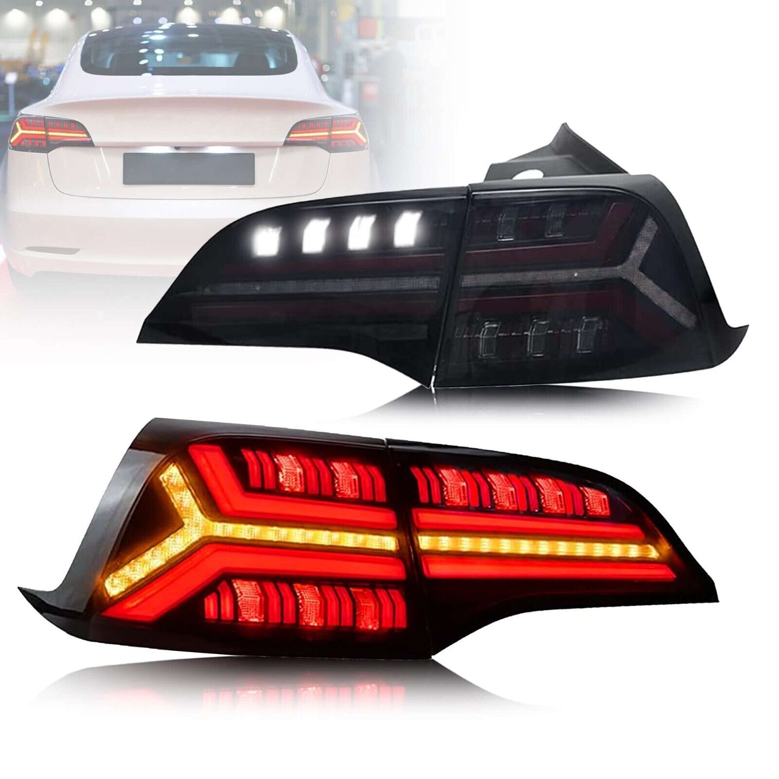 VLAND 17-22 Tesla Model 3 & 20-22 Tesla Model Y Lightbar LED DRL Rear Lights Tail Lamps LHD
