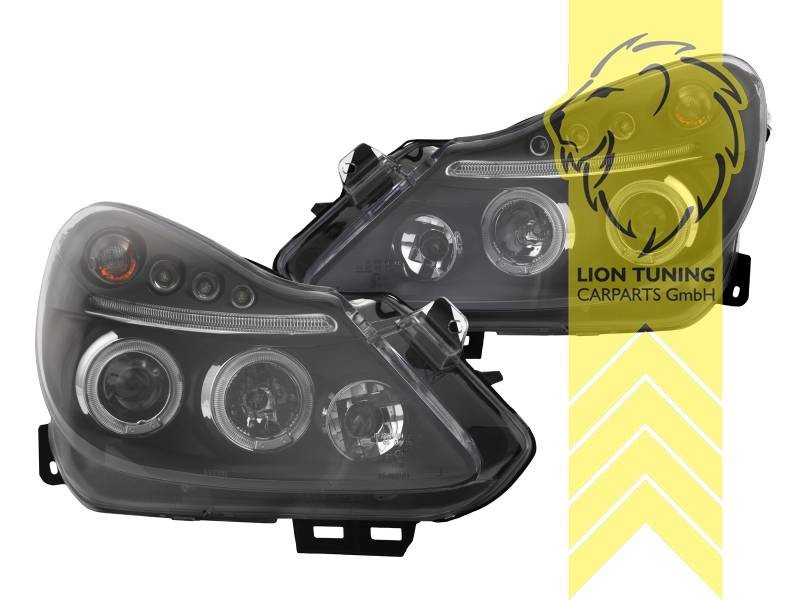 LTG Pair LED DRL Halo Lightbar Headlights Opel Corsa D 06-10 Black LHD
