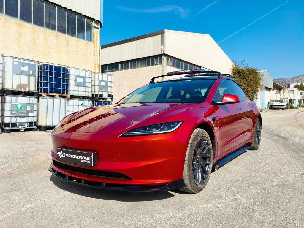 MTD Front Bumper Lower Splitter Spoiler Tesla Model 3 Mk1 FaceL Gloss Black ABS