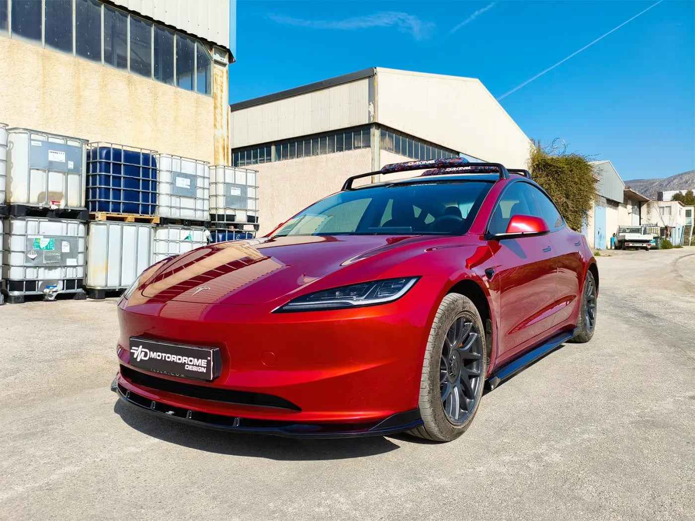 MTD Front Bumper Lower Splitter Spoiler Tesla Model 3 Mk1 FaceL Gloss Black ABS