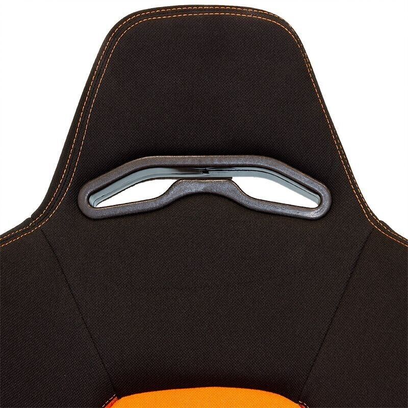 AUTOSTYLE Eco x1 Universal Sports Bucket Seat Black & Orange Stitch + runners