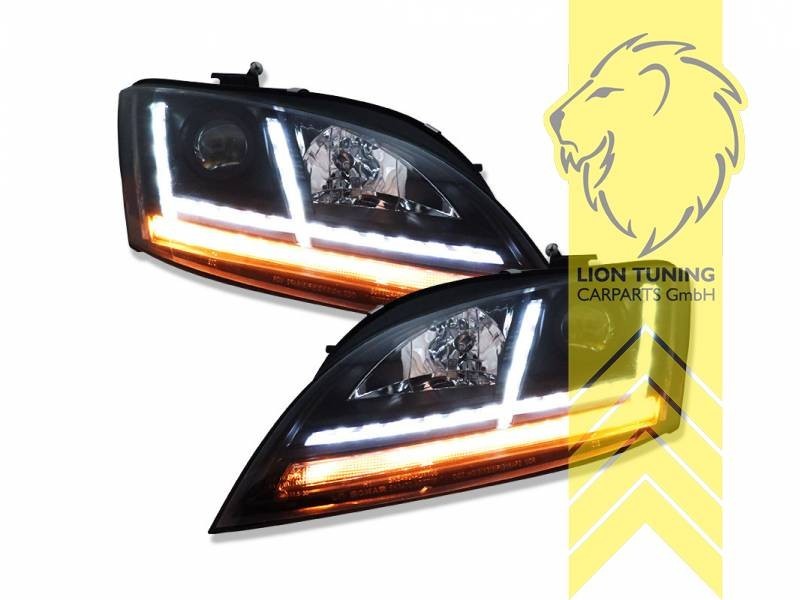 LT Pair LED Halo DRL Lightbar Headlights Audi TT 8J Coupe Cabrio black LHD
