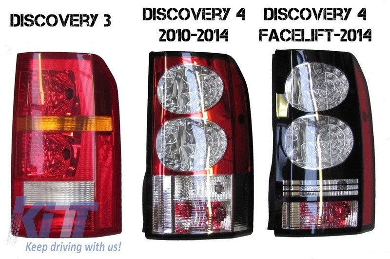 KT Pair LED Rear Lights Land Rover Discovery 3 & IV 4 04-16 Black Conv Facelift