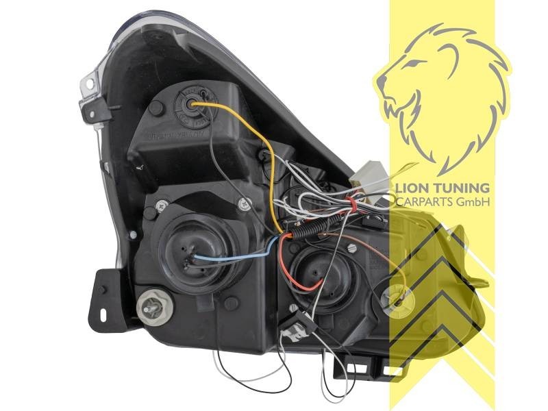 LTG Pair LED DRL Halo Lightbar Headlights Opel Corsa D 06-10 Black LHD