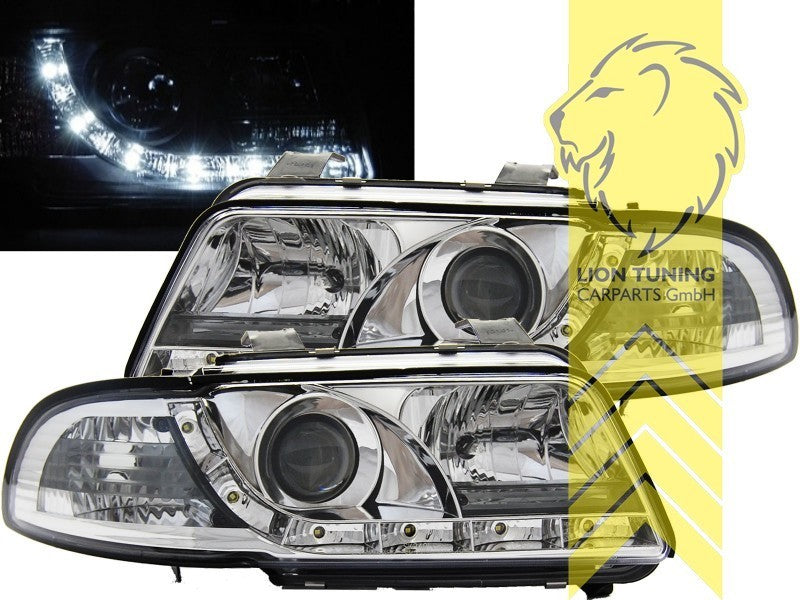 LT Pair LED DRL Lightbar Halo Headlights Audi A4 B5 99-01 Sedan Avant chrome LHD