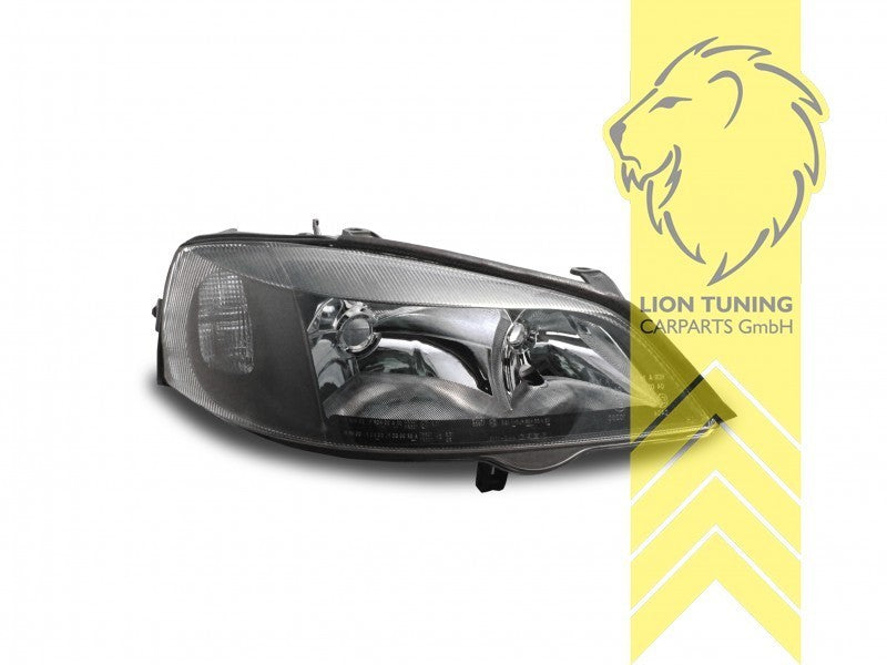 LTG Pair TYC Halogen Headlights Opel Vauxhall Astra G CC 98-05 black LHD