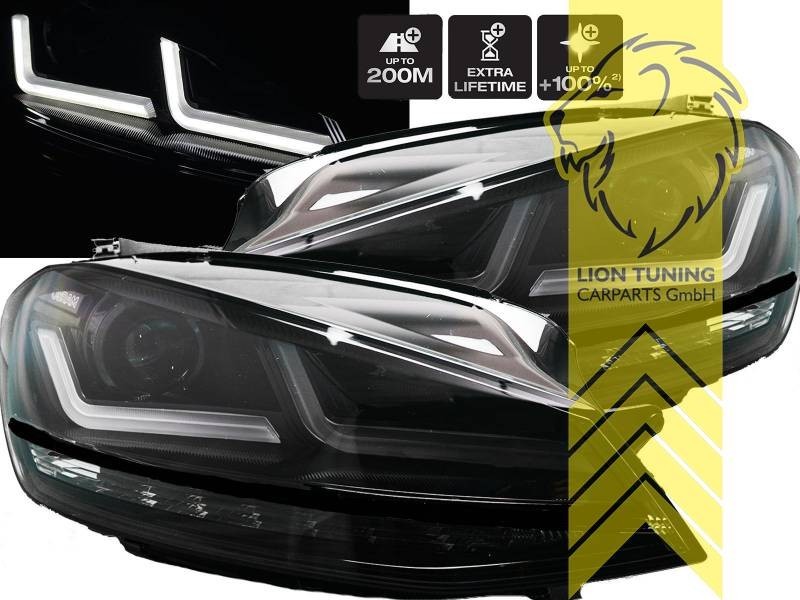 LT OSRAM Pair FULL LED DRL Headlights VW Golf 7 Limo Variant 12-17 black LHD