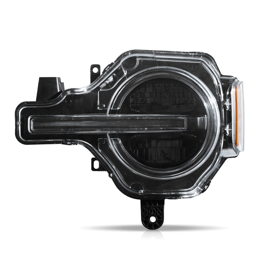 Pair VLAND 20-24 Ford Bronco Full LED DRL Lightbar Projector Halo Ring Headlights