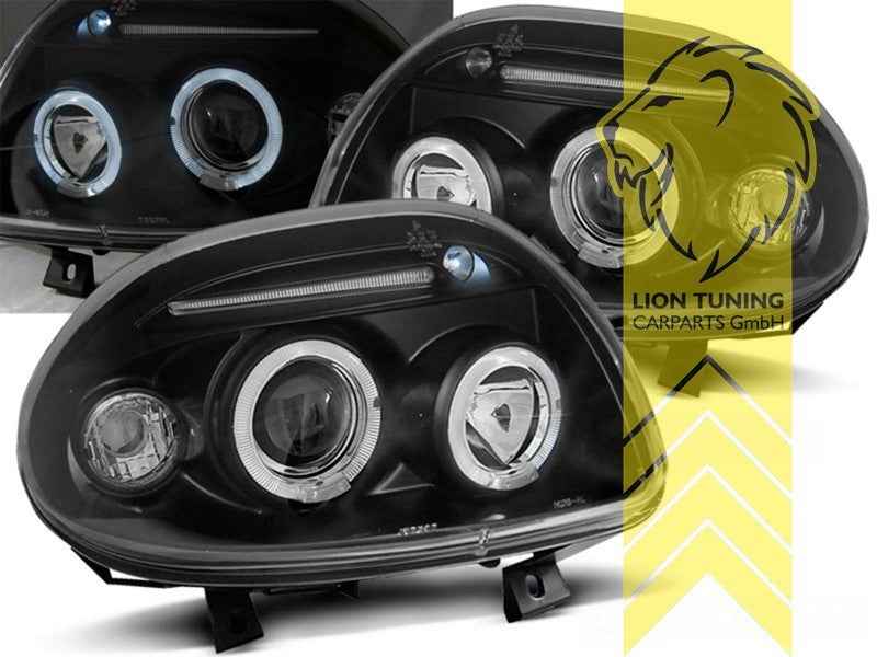 LTG Pair LED DRL Halo Ring Headlights Renault Clio A B57 C57 96-96 black LHD