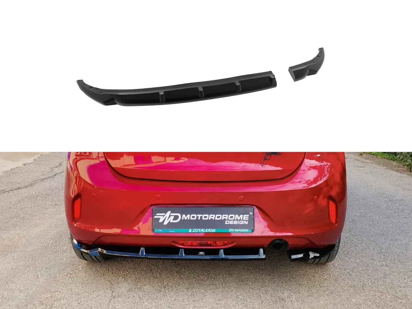 Motordrome Design Rear Bumper Splitter Diffusor Opel Corsa F 19+ Glossy Black