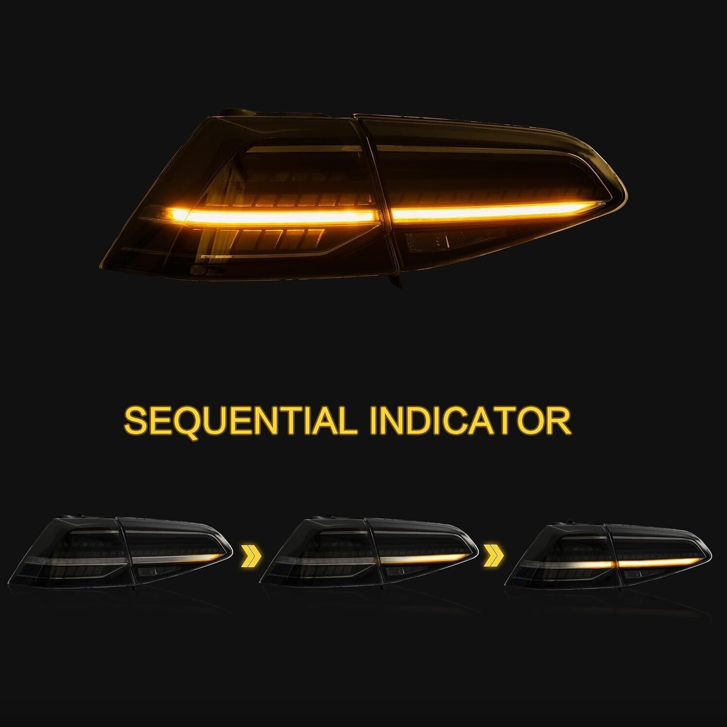 VLAND Golf 7 - 7.5 13-20 Lightbar LED SEQUENTIAL Rear Lights Smoked LHD