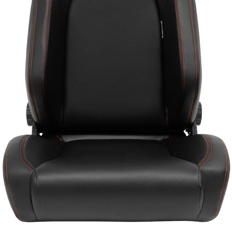 ATST x1 Universal Car Van Camper Sim Bucket Seat Black Synth Leather Red Stitch