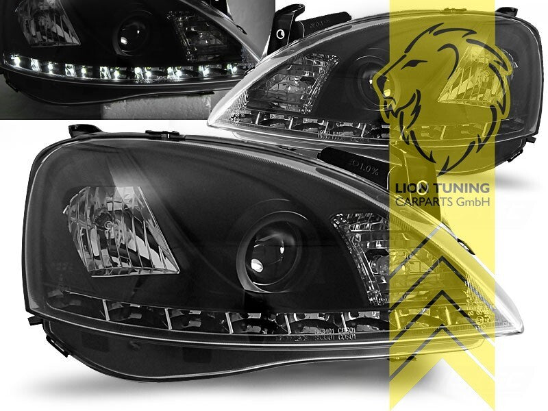 LT Pair LED DRL Angel Eye Halo Ring Headlights Opel Corsa C Combo C black LHD