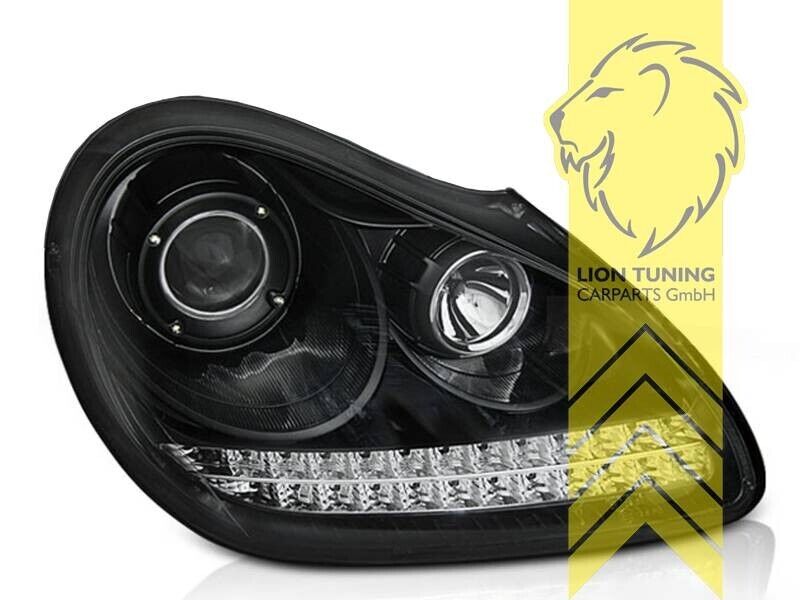 LT Pair LED Headlights Lightbar DRL Porsche Cayenne XENON 02-07 9PA chrome LHD
