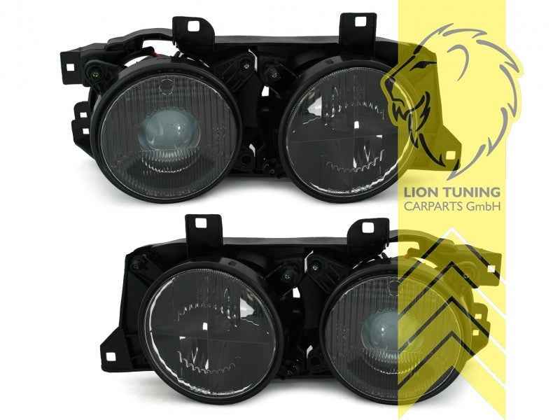 LTG Pair Headlights BMW E34 Sedan Touring E32 Crosshair M5 S38 86-97 black LHD
