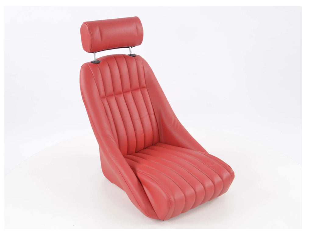 FKA Pair Red Bucket Seats Headrests Classic Car Retro Kit Vintage Fixed Back