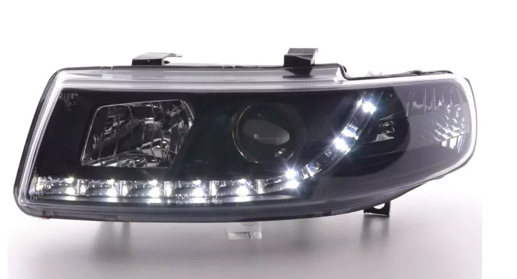 FKA Aftermarket LED DRL Headlights Seat Leon 1 MK1 Toledo 1M 97-05 black LHD