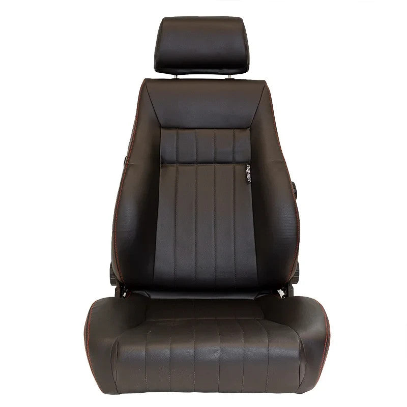 ATST x1 Retro Universal Classic Bucket Seats Black Synth Red Piping + slides