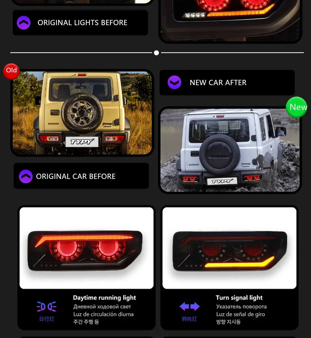 TYPY Pair Suzuki Jimny 2018-2024 Dynamic Rear Lights Tail Lamps black LHD