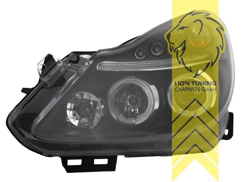 LTG Pair LED DRL Halo Lightbar Headlights Opel Corsa D 06-10 Black LHD