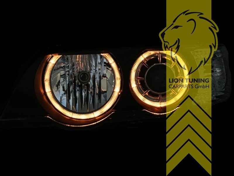 LTG Pair DEPO XENON HID Halo Ring Headlights BMW X5 E53 00-03 black RHD / LHD