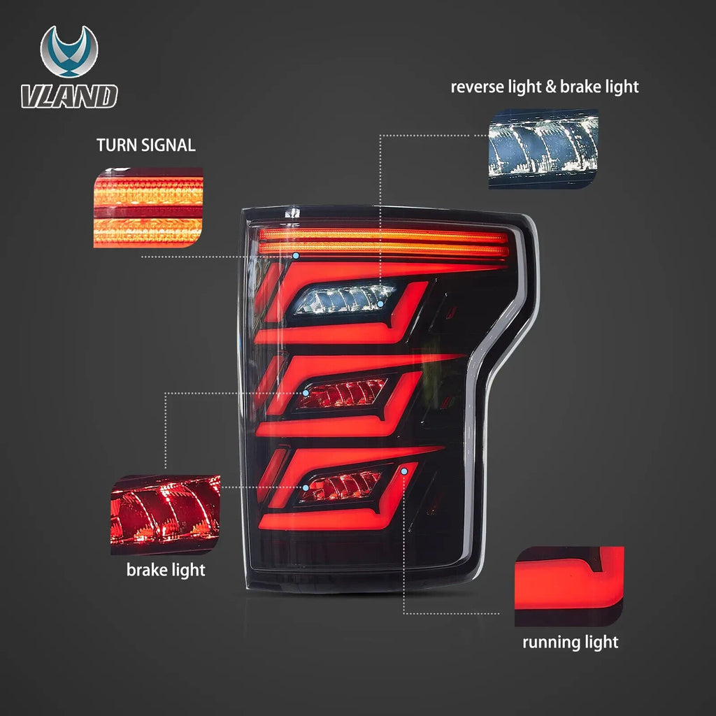 VLAND 15-20 Ford F150 13 P552 Lightbar LED DRL Rear Lights Tail Smoke DYNAMIC HD