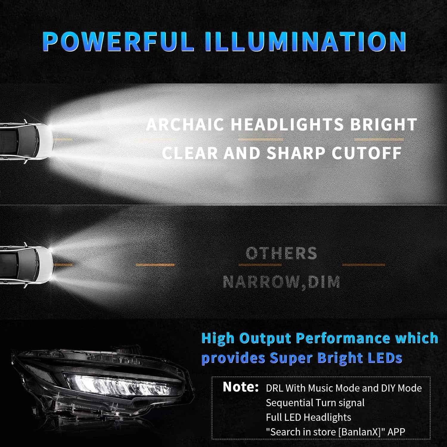 AC Pair RGB LED DRL Rear lights Tail Honda Civic 10 Seden Hatchback R 16-21