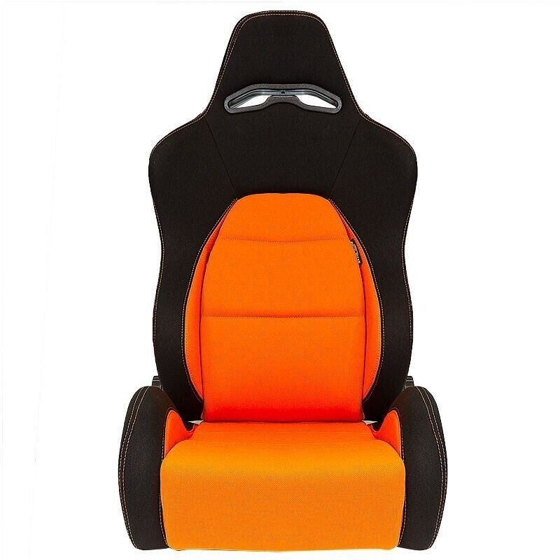 AUTOSTYLE Eco x1 Universal Sports Bucket Seat Black & Orange Stitch + runners