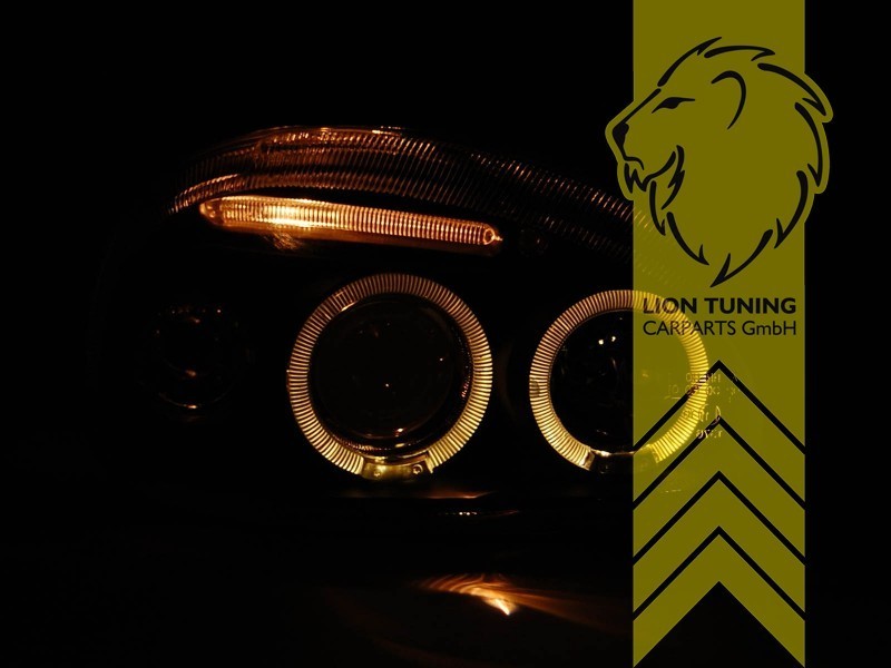 LTG Pair LED DRL Halo Ring Headlights Opel Corsa B Combo B 71 93-01 Black LHD