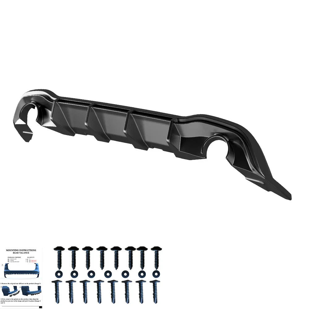 OW Rear Diffuser Valance VW Golf MK 8 GTI / R-Line 2020+ Gloss Black ABS
