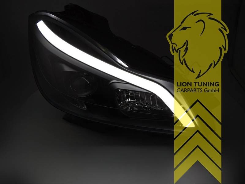 LT LED DRL Lightbar Headlights Mercedes Benz W204 S204 C-Class black LHD