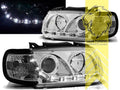 LT Pair LED DRL Halo Lightbar Headlights Headlamps VW Polo 6N2 Chrome 94-99 LHD