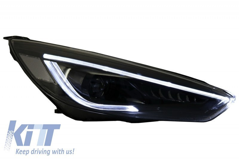 KT Pair LED DRL Bi Xenon Dynamic Demon Headlights Ford Focus 3 Mk3 15-17 LHD