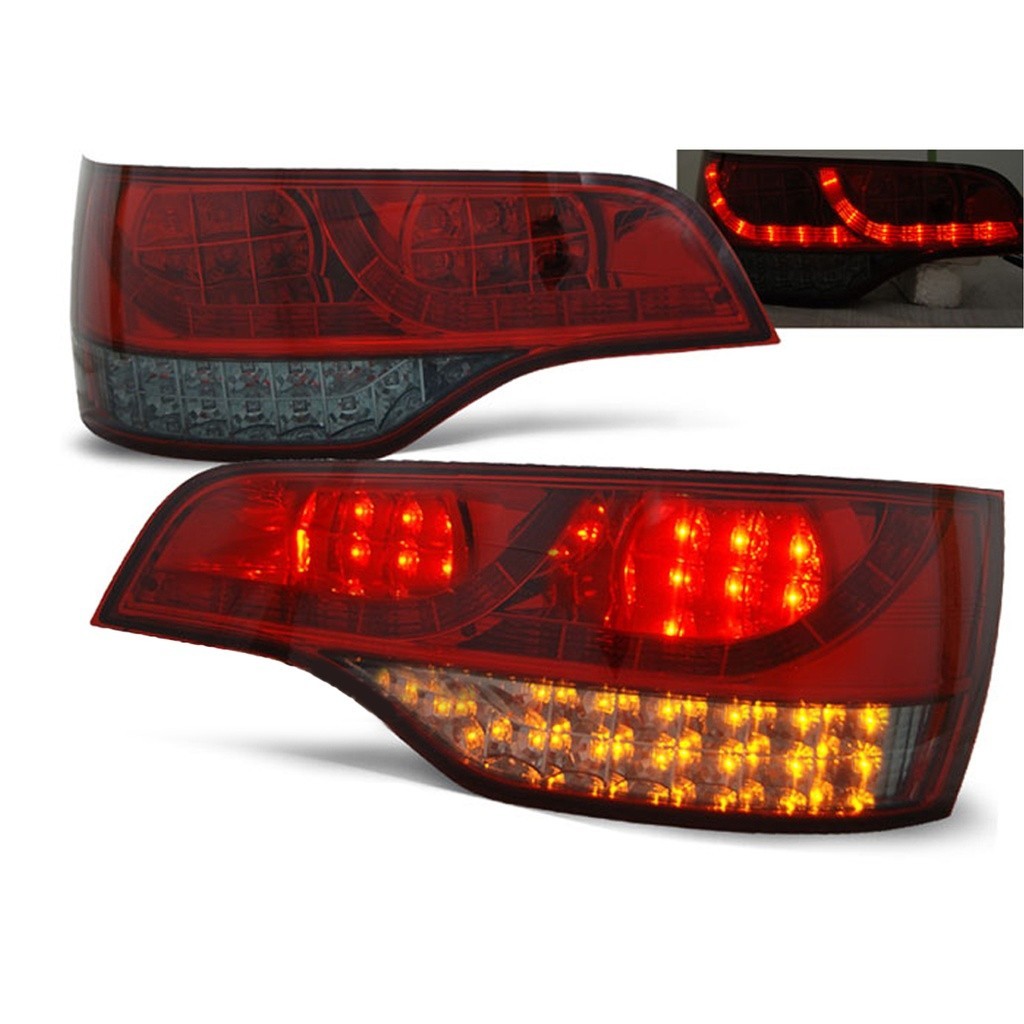 AMCP Pair LED Lightbar Rear Lights Tail Lamps AUDI Q7 06-09 Red Smoke LHD
