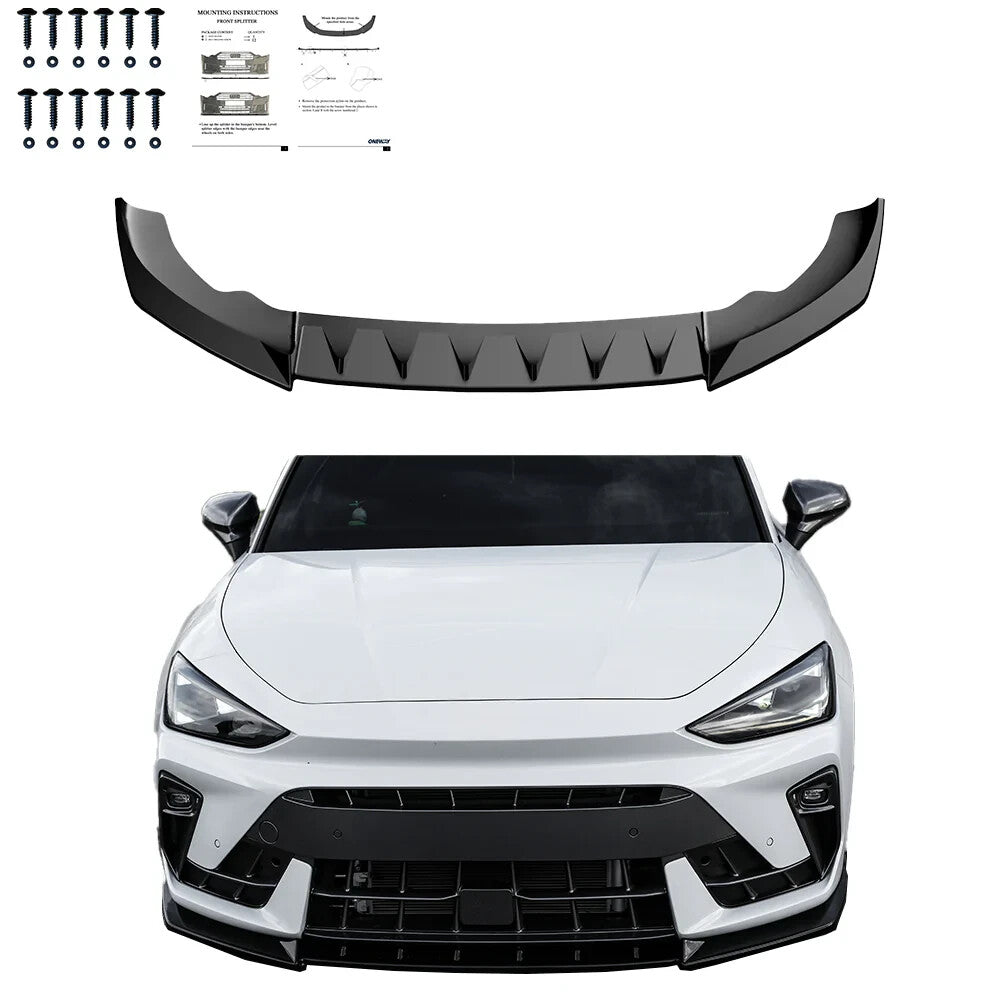 OW Front Bumper Splitter CUPRA Leon MK1 Facelift 2024+ TUV ABS Gloss Black